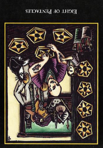 The Eight of Pentacles, reversed